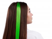 Цветные пряди для волос, на заколке, 5 гр., Зеленый, 50*3,3 см, 2 шт.