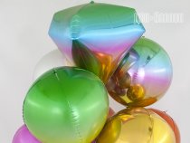 Шар 3D (22''/56 см) Сфера, Зеленый/Желтый, Градиент, 1 шт.
