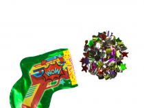 Шар с клапаном (8''/20 см) Мини-фигура, Пистолет с конфетти, Зеленый, 1 шт.