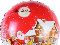 Шар (18''/46 см) Круг, Дед Мороз на санях с подарками, Красный, 1 шт.