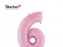 Шар (40''/102 см) Цифра, 6, пурпурный розовый, 1 шт.