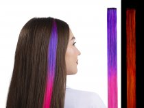 Цветная прядь для волос, Двухцветная, на заколке, 5,5 гр., Фиолетовый/Розовый, 50*3,3 см, 1 шт.