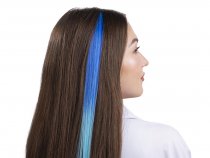 Цветная прядь для волос, Двухцветная, на заколке, 5,5 гр., Синий/Голубой, 50*3,3 см, 1 шт.