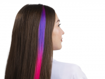 Цветная прядь для волос, Двухцветная, на заколке, 5,5 гр., Фиолетовый/Розовый, 50*3,3 см, 1 шт.